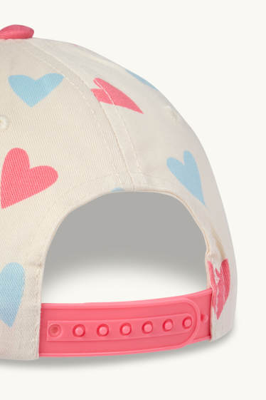Kinder Mädchen - Herz - Baseballcap - rosa / beige