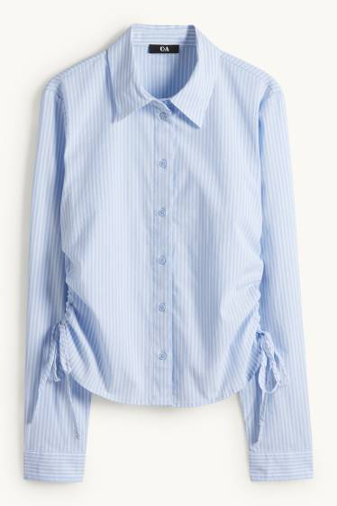 Femmes - Chemisier - à rayures - blanc / bleu clair
