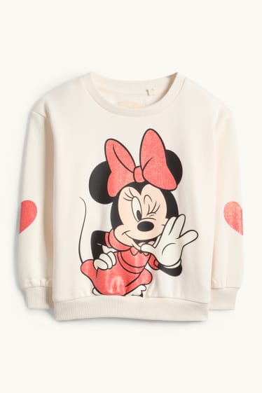 Bambine - Minnie - felpa - effetto brillante - bianco crema