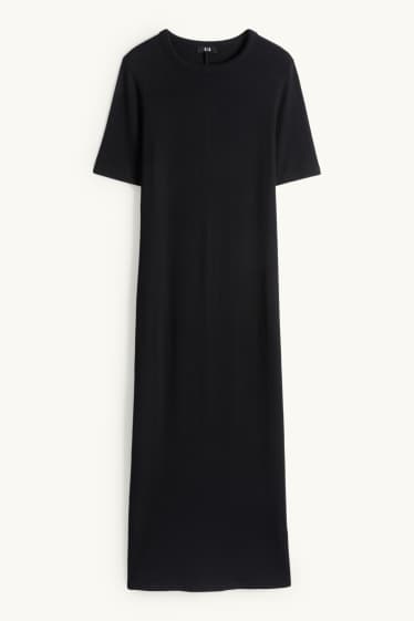 Femei - Rochie-tricou - reiată - negru