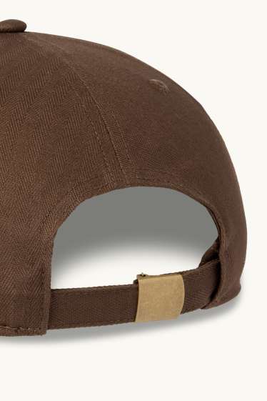 Uomo - Cappellino - tessuto tramato - marrone scuro