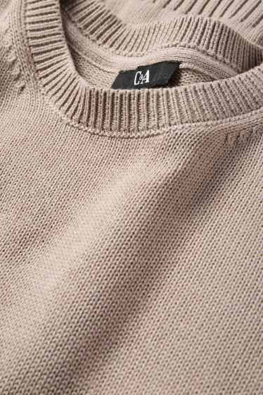 Dames - Gebreide trui - korte mouwen - taupe