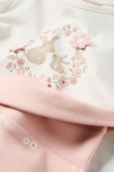 Baby Mädchen - Häschen - Baby-Crochet-Outfit - 3 teilig - weiss / rosa