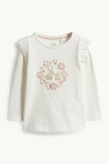 Baby Mädchen - Häschen - Baby-Crochet-Outfit - 3 teilig - weiss / rosa