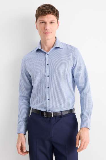 Home - Camisa formal - regular fit - cutaway - no requereix planxada - estampada - blanc/blau