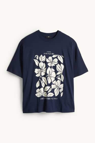 Damen - T-Shirt - Regular Fit - Glanz-Effekt - dunkelblau