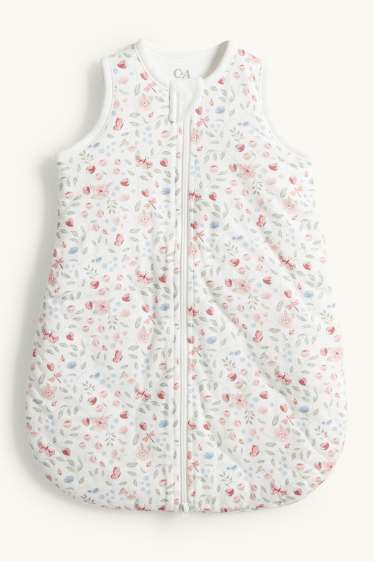 Neonate - Fiori - sacco nanna neonate - 0-4 mesi - bianco / rosa