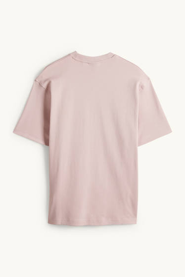 Pánské - Tričko - relaxed fit - růžová