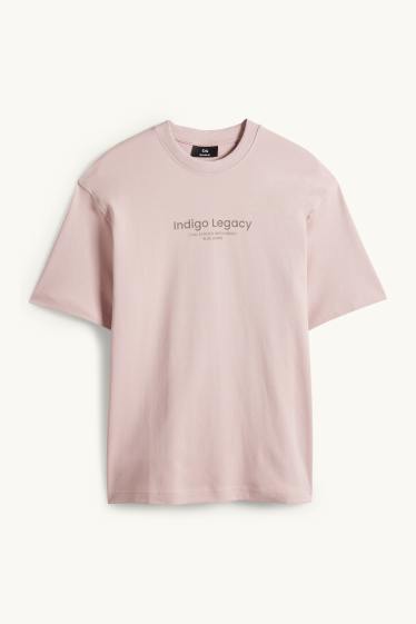 Pánské - Tričko - relaxed fit - růžová