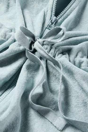 Damen - Bademantel mit Kapuze - türkis