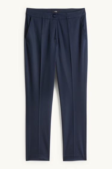 Damen - Stoffhose - Mid Waist - Slim Fit - dunkelblau