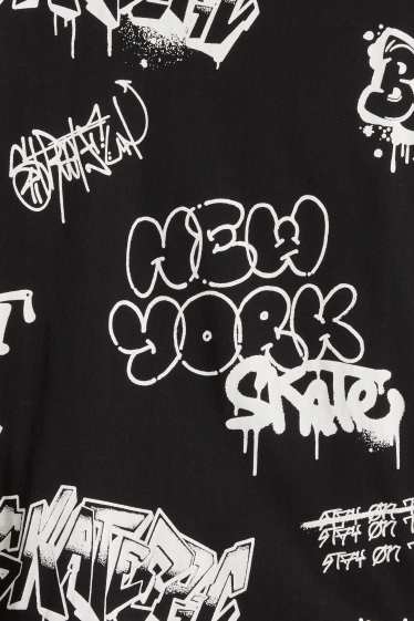 Kinderen: jongens - Set van 2 - graffiti - T-shirt - zwart / wit