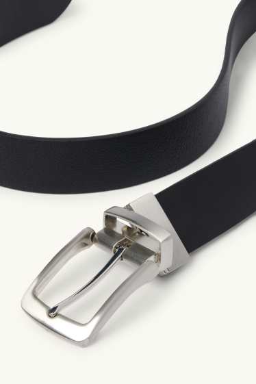 Bărbați - Curea reversibilă - imitație de piele - negru