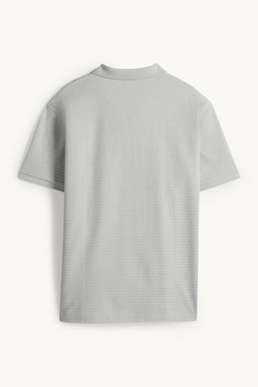 Heren - Poloshirt - regular fit - ribstof - grijs