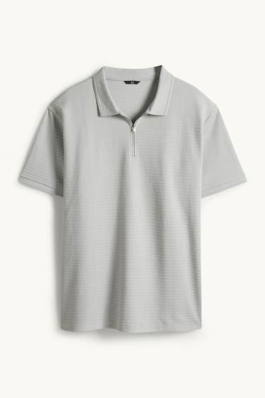 Heren - Poloshirt - regular fit - ribstof - grijs
