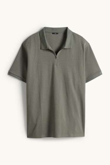 Heren - Poloshirt - regular fit - ribstof - groen