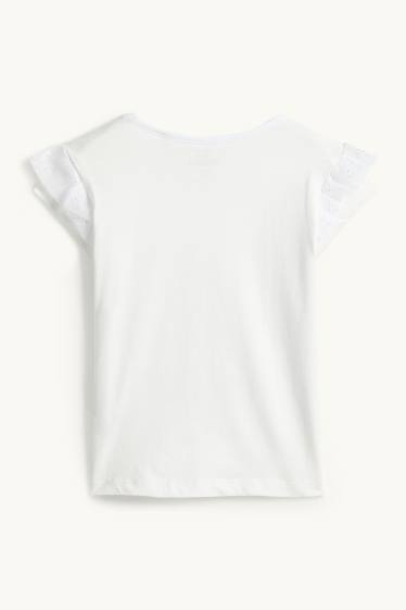 Kinder Mädchen - Die Eiskönigin - Kurzarmshirt - Glanz-Effekt - weiß