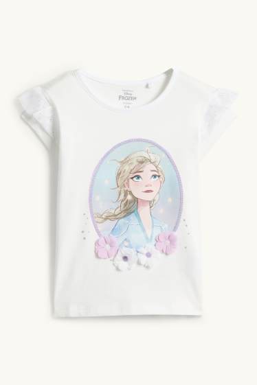 Kinder Mädchen - Die Eiskönigin - Kurzarmshirt - Glanz-Effekt - weiß