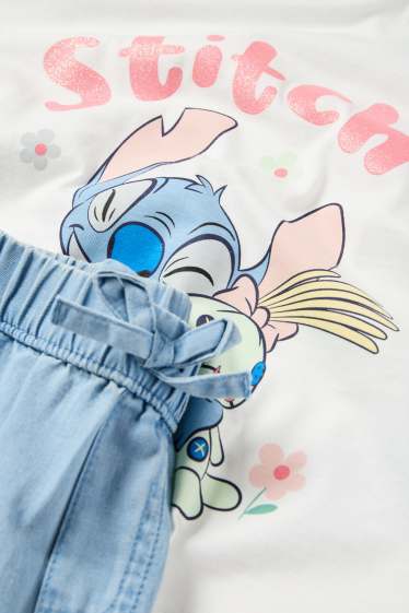 Kinder Mädchen - Lilo & Stitch - Set - Kurzarmshirt und Stoffhose - 2 teilig - blau / weiß