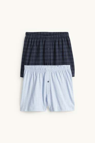 Hommes - Lot de 2 - caleçons - jersey - bleu foncé