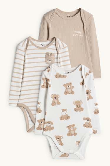 Unisex - Paquet de 3 - animals de peluix - bodi per a nadó - blanc/beix