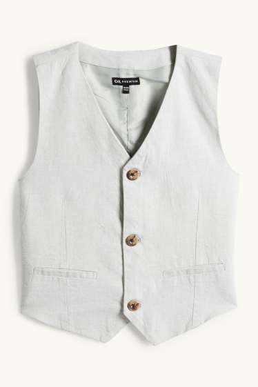 Copii - Băieți - Set - cămașă, vestă și papion - 3 piese - de ocazie - alb / gri