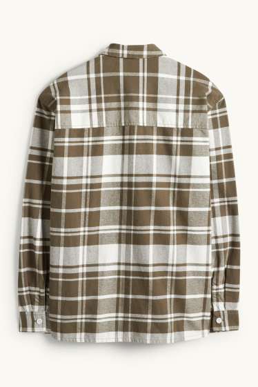 Herren - Hemd - Relaxed Fit - Kent - kariert - braun / cremeweiss