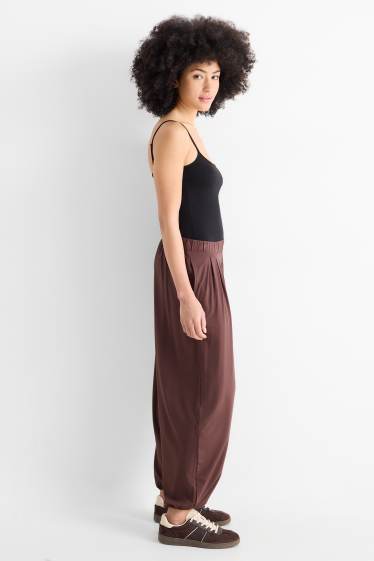 Damen - Jersey-Hose - Mid Waist - braun