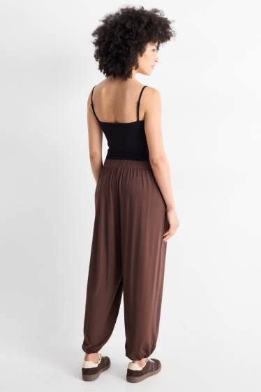 Damen - Jersey-Hose - Mid Waist - braun