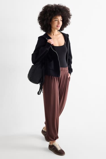 Damen - Jersey-Hose - Mid Waist - braun