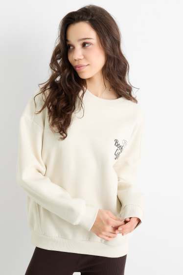 Women - Oversized sweatshirt - light beige