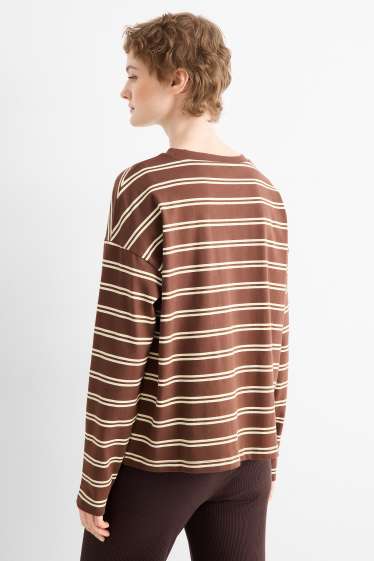 Femmes - Haut à manches longues - Oversize - à rayures - marron / beige