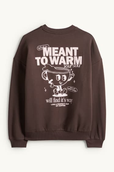 Femei - Bluză de molton supradimensionată - maro închis