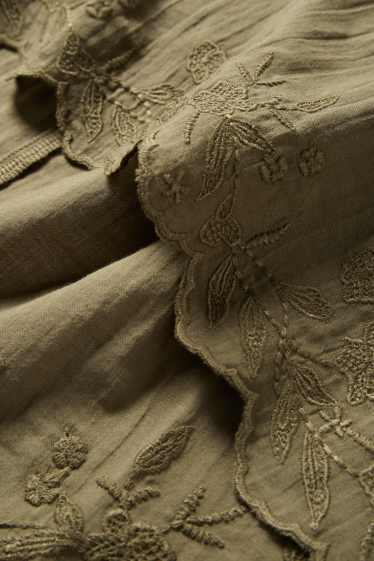 Donna - Blusa - arricciata - verde