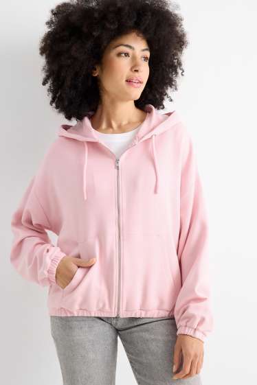 Damen - Sweatjacke mit Kapuze - rosa