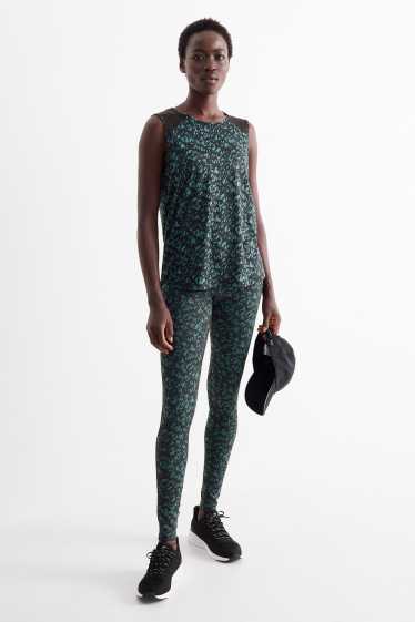 Femmes - Leggings de sport - 4 Way Stretch - motif - noir / turquoise