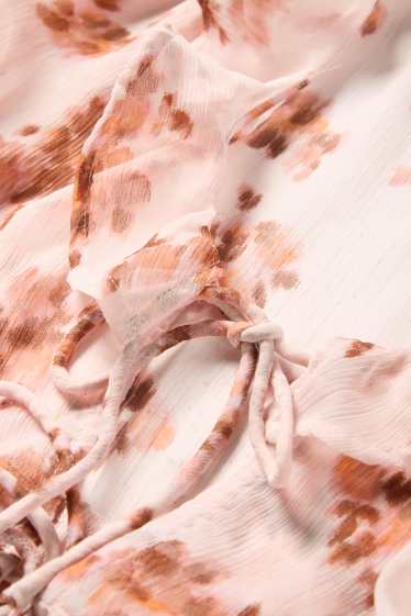 Dames - Korte blouse van chiffon - gebloemd - roze