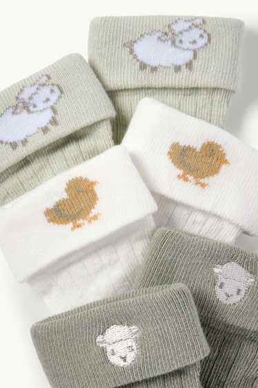 Bébés garçons - Lot de 3 paires - petits moutons - chaussettes nouveau-né à motif - blanc / vert