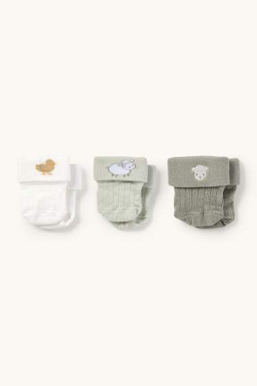 Bébés garçons - Lot de 3 paires - petits moutons - chaussettes nouveau-né à motif - blanc / vert