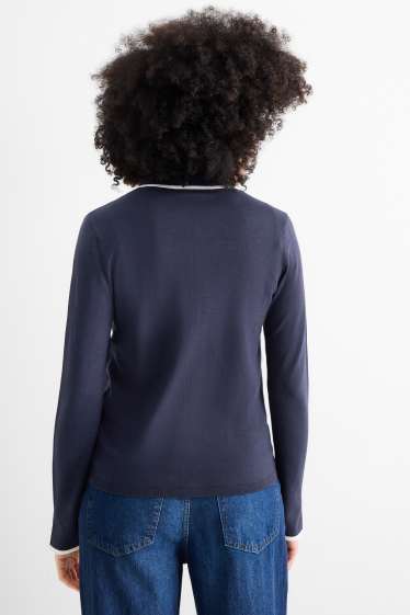 Dames - Gebreid vest - donkerblauw / wit