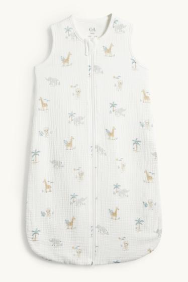 Baby Girls - Elephant, giraffe and lion - baby sleeping bag - 6-18 months - white