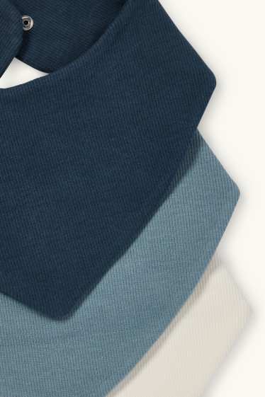 Unisex - Multipack 3er - Baby-Dreieckstuch - gerippt - dunkelblau / cremeweiß