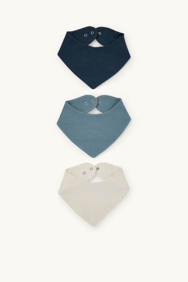 Unisex - Multipack 3er - Baby-Dreieckstuch - gerippt - dunkelblau / cremeweiß