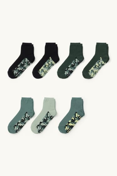 Kinder Buben - Multipack 7er - Socken - dunkelgrün / schwarz