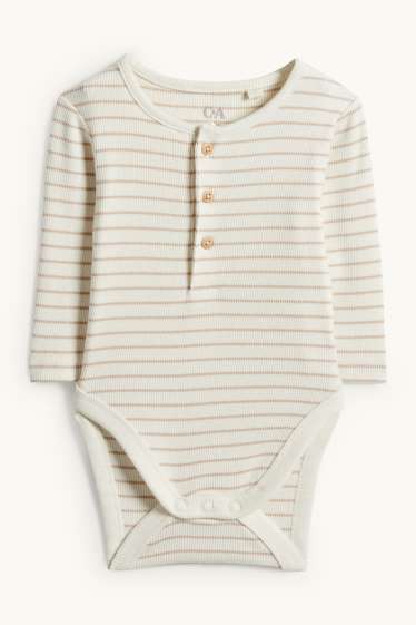 Unisexe - Body bébé - finition côtelée - à rayures - blanc crème