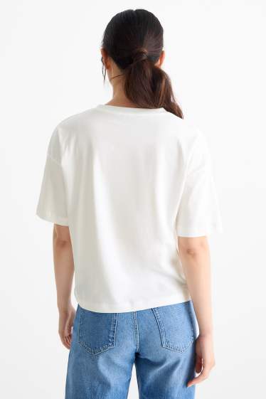 Damen - T-Shirt - Regular Fit - Glanz-Effekt - weiss