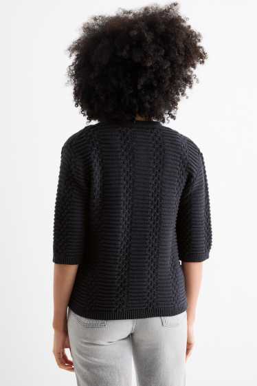 Women - Cardigan - textured - dark blue