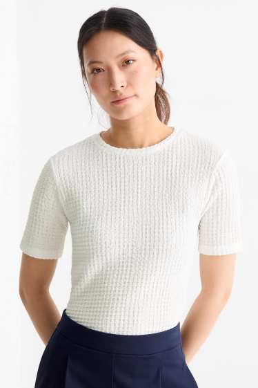 Femei - Tricou - regular fit - structurat - alb