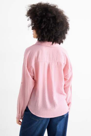 Dames - Blouse met geknoopt detail - roze