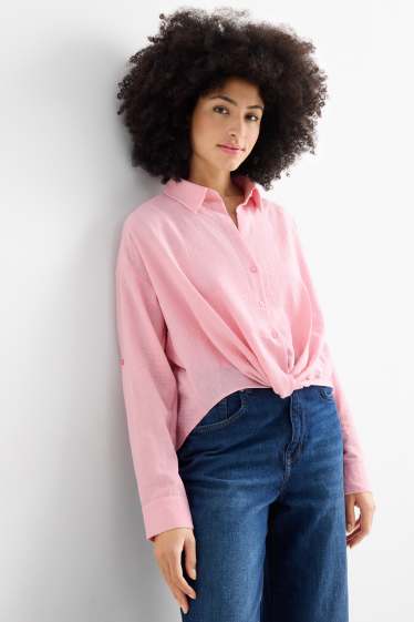 Dames - Blouse met geknoopt detail - roze